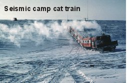 Seismic camp cat train on tundra