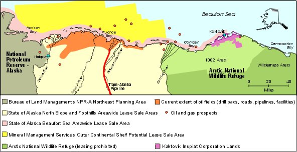 oil lease areas west of the refuge