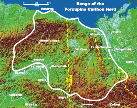 map of Porcupine Caribou herd's range