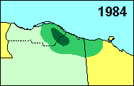 Porcupine Caribou 
herd calving locations, 1984