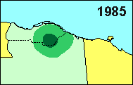 Porcupine Caribou 
herd calving locations, 1985