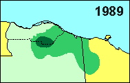 Porcupine Caribou 
herd calving locations, 1989