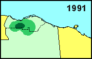 Porcupine Caribou 
herd calving locations, 1991