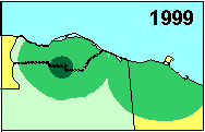 Porcupine Caribou 
herd calving locations, 1999
