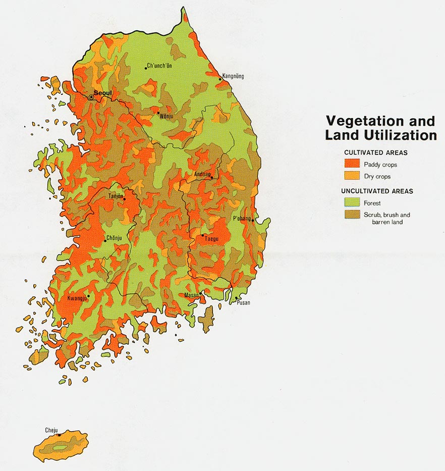 Население Южной Кореи карта