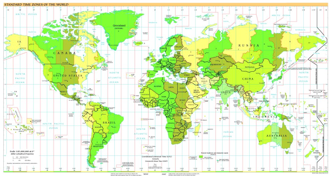 free high resolution map of world time zones