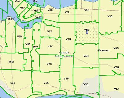 Vancouver Bc Zip Code Map Canada Forward Sortation Area (FSA) Postal Code GIS Shapefiles